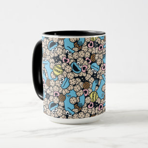 Sesame Sesame Cookie Monster Doodle Pattern Mug