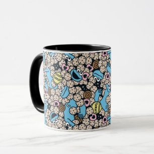 Sesame Sesame Cookie Monster Doodle Pattern Mug