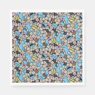 Sesame Sesame Cookie Monster Doodle Pattern Napkins