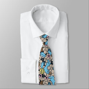 Sesame Sesame   Cookie Monster Doodle Pattern Neck Tie