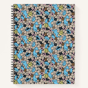 Sesame Sesame Cookie Monster Doodle Pattern Notebook