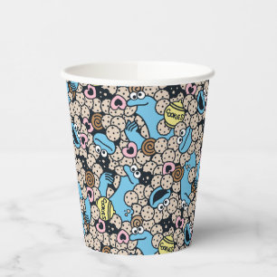 Sesame Sesame Cookie Monster Doodle Pattern Paper Cups