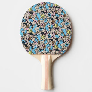 Sesame Sesame   Cookie Monster Doodle Pattern Ping Pong Paddle