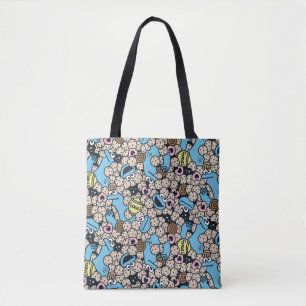 Sesame Sesame Cookie Monster Doodle Pattern Tote Bag
