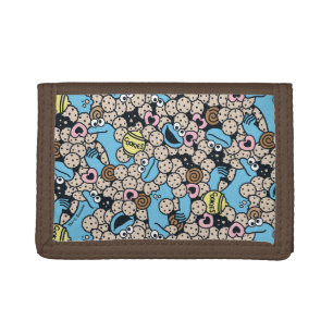 Sesame Sesame   Cookie Monster Doodle Pattern Trifold Wallet