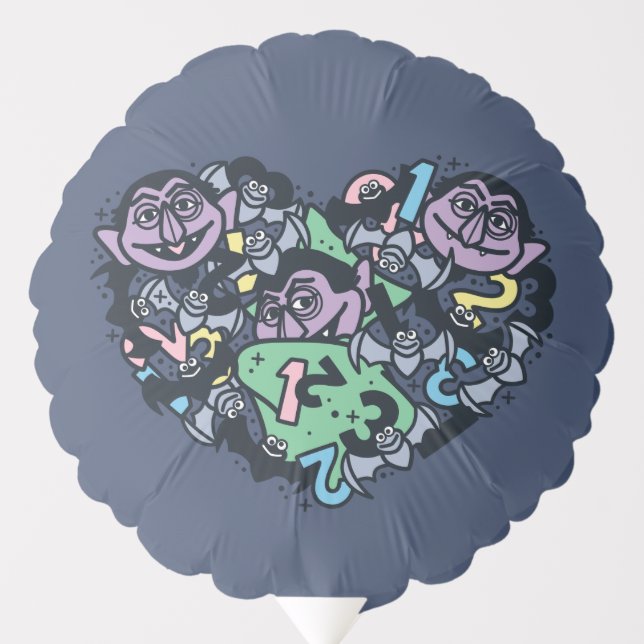 Sesame Sesame | Count von Count Doodle Heart Balloon (Front)