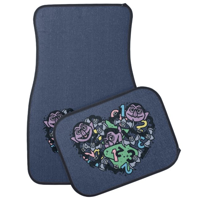 Sesame Sesame | Count von Count Doodle Heart Car Floor Mat (Set)