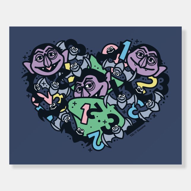 Sesame Sesame | Count von Count Doodle Heart Foam Board (Front)