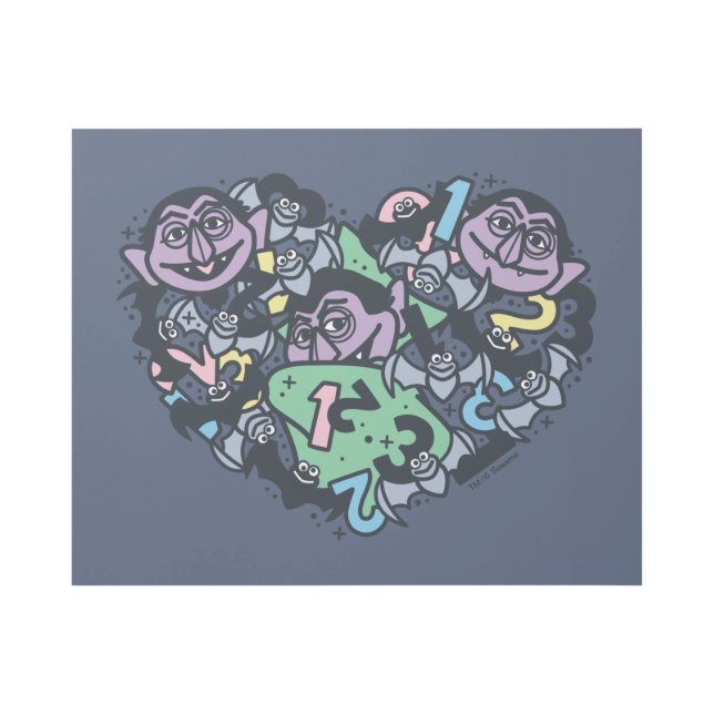 Sesame Sesame | Count von Count Doodle Heart Gallery Wrap (Front)