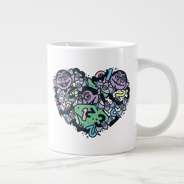 Sesame Sesame | Count von Count Doodle Heart Giant Coffee Mug (Right)