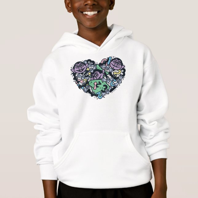 Sesame Sesame | Count von Count Doodle Heart Hoodie (Front)