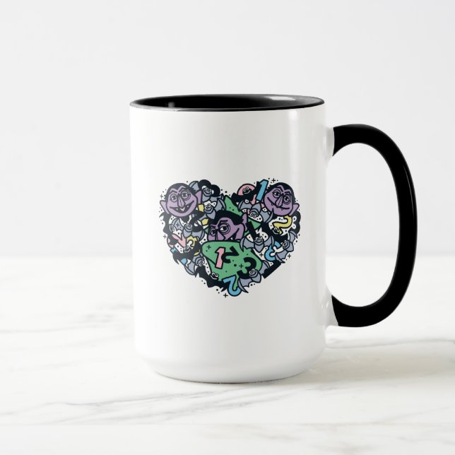 Sesame Sesame | Count von Count Doodle Heart Mug (Right)