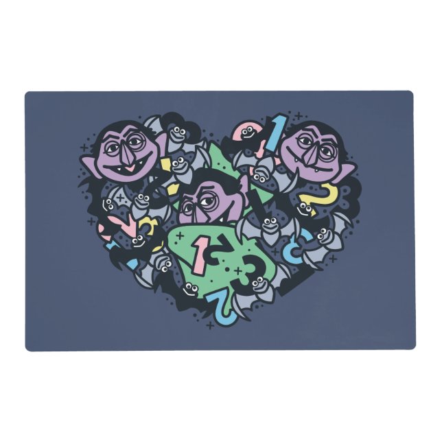 Sesame Sesame | Count von Count Doodle Heart Placemat (Front)