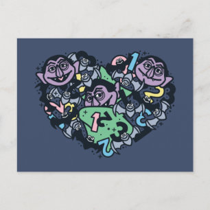 Sesame Sesame Count von Count Doodle Heart Postcard