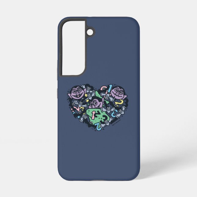 Sesame Sesame | Count von Count Doodle Heart Samsung Galaxy Case (Back)