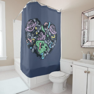Sesame Sesame   Count von Count Doodle Heart Shower Curtain