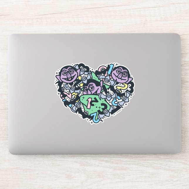 Sesame Sesame | Count von Count Doodle Heart Sticker (Computer)