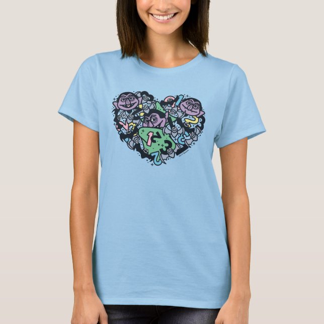 Sesame Sesame | Count von Count Doodle Heart T-Shirt (Front)