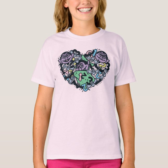 Sesame Sesame | Count von Count Doodle Heart T-Shirt (Front)