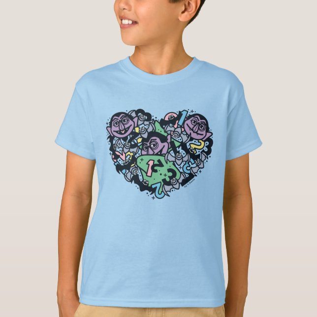 Sesame Sesame | Count von Count Doodle Heart T-Shirt (Front)