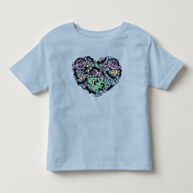 Sesame Sesame | Count von Count Doodle Heart Toddler T-shirt (Front)