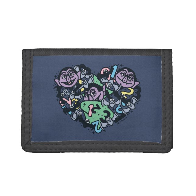 Sesame Sesame | Count von Count Doodle Heart Trifold Wallet (Front)