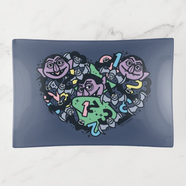 Sesame Sesame | Count von Count Doodle Heart Trinket Tray (Front)