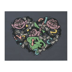 Sesame Sesame   Count von Count Doodle Heart Wood Wall Art