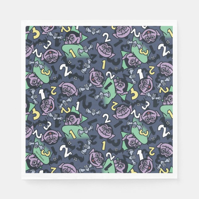 Sesame Sesame | Count von Count Doodle Pattern Napkins (Front)