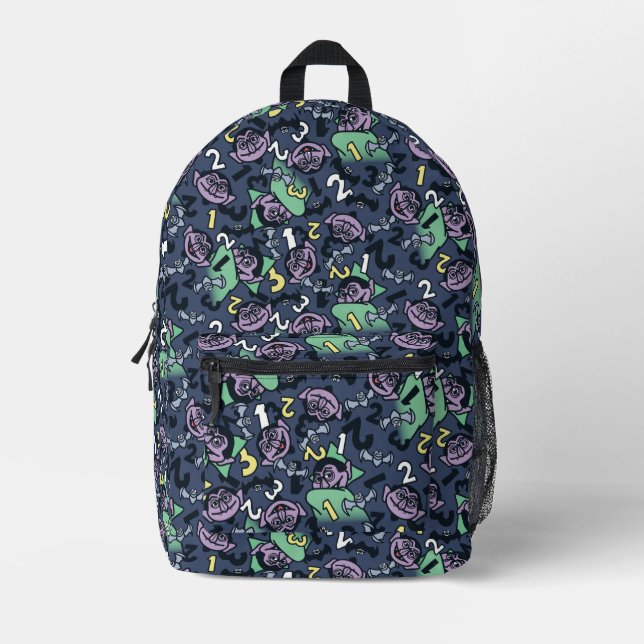 Sesame Sesame | Count von Count Doodle Pattern Printed Backpack (Front)