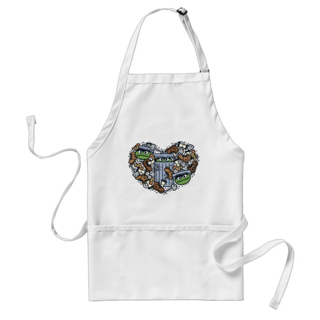 Sesame Sesame | Oscar the Grouch Doodle Heart Adult Apron (Front)