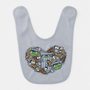 Sesame Sesame Oscar the Grouch Doodle Heart Baby Bib