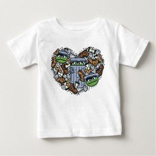 Sesame Sesame Oscar the Grouch Doodle Heart Baby T-Shirt