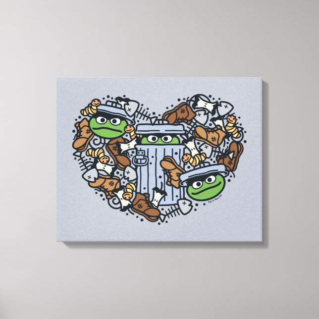 Sesame Sesame | Oscar the Grouch Doodle Heart Canvas Print (Front)