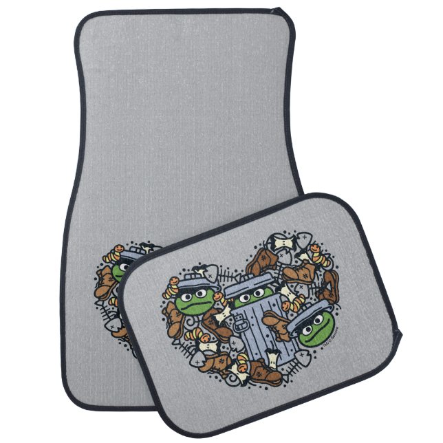 Sesame Sesame | Oscar the Grouch Doodle Heart Car Floor Mat (Set)