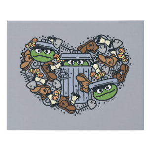 Sesame Sesame   Oscar the Grouch Doodle Heart Faux Canvas Print