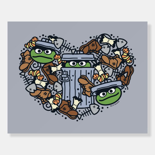 Sesame Sesame | Oscar the Grouch Doodle Heart Foam Board (Front)
