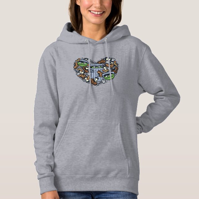 Sesame Sesame | Oscar the Grouch Doodle Heart Hoodie (Front)
