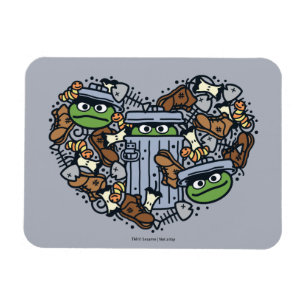 Sesame Sesame Oscar the Grouch Doodle Heart Magnet