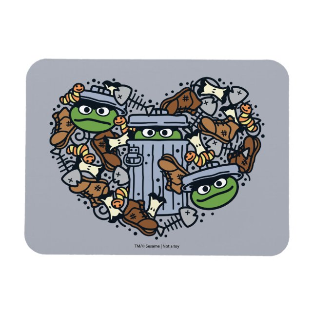 Sesame Sesame | Oscar the Grouch Doodle Heart Magnet (Horizontal)