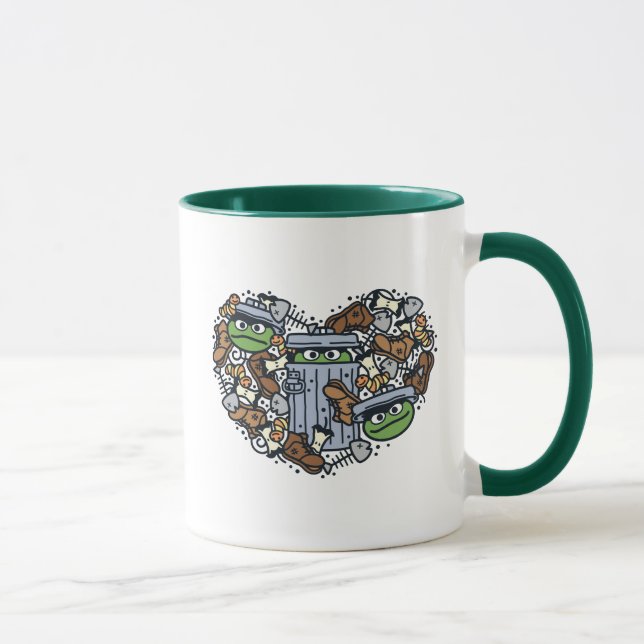 Sesame Sesame | Oscar the Grouch Doodle Heart Mug (Right)