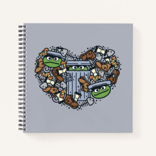Sesame Sesame Oscar the Grouch Doodle Heart Notebook