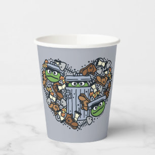 Sesame Sesame   Oscar the Grouch Doodle Heart Paper Cups