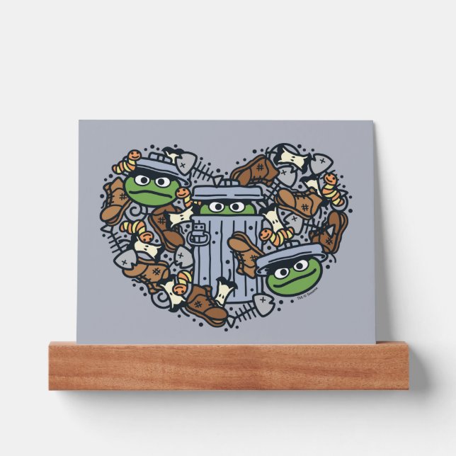Sesame Sesame | Oscar the Grouch Doodle Heart Picture Ledge (Front)