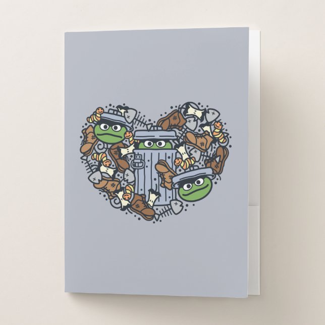 Sesame Sesame | Oscar the Grouch Doodle Heart Pocket Folder (Front)