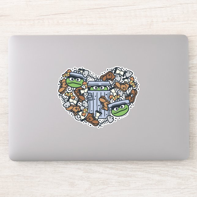 Sesame Sesame | Oscar the Grouch Doodle Heart Sticker (Computer)