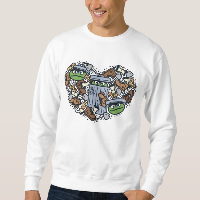 Sesame Sesame | Oscar the Grouch Doodle Heart Sweatshirt (Front)