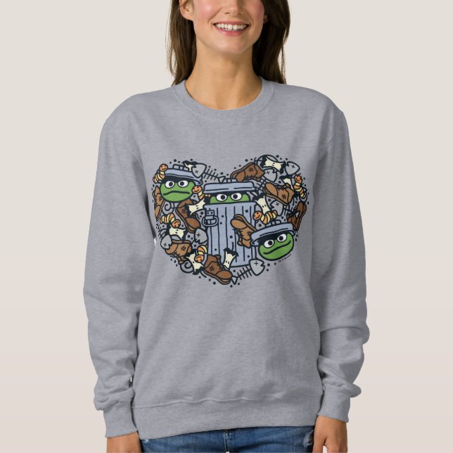 Sesame Sesame | Oscar the Grouch Doodle Heart Sweatshirt (Front)