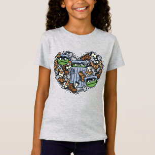 Sesame Sesame Oscar the Grouch Doodle Heart T-Shirt