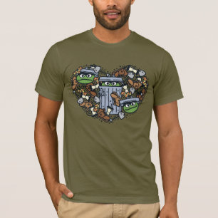 Sesame Sesame Oscar the Grouch Doodle Heart T-Shirt